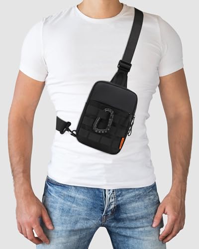Peicees Crossbody Bag for Men Mini Sling Bag Anti Theft Purse, Black - color: Black