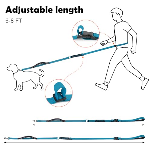 XiaZ Hands Free Dog Leash,Versatile Crossbody Dog Leash,5.9-7.9 FT Waist Belt with Double Handles for Small Medium and Large Dogs Walking, Running and Jogging, Blue - color: BasicBlue