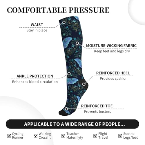 Witchy Moth Compression Socks For Women Men - color: Mystical Moth