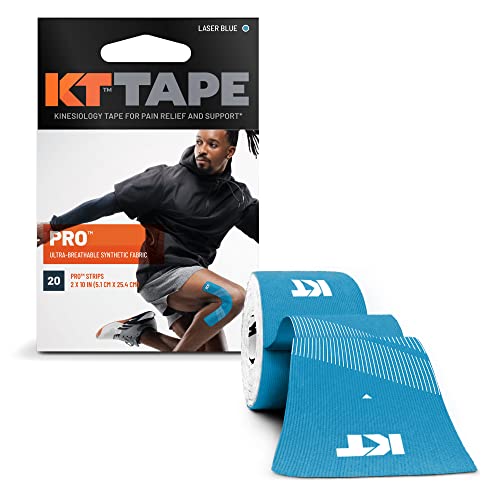 KT Tape, Pro Synthetic Kinesiology Athletic Tape, 20 Count, 10” Precut Strip - color: Laser Blue