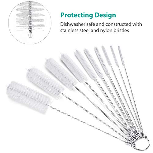 CiaraQ Bottle Cleaning Brushes, 8 Inch Nylon Tube Brush Set - color: White, size: 8.0 Inch (10pcs)