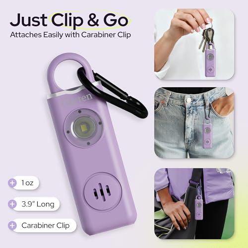 Rechargeable Personal Alarm Keychain for Women, 130dB Siren, Lavender - color: D - Lavender