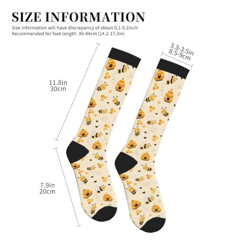 Tie Dye Compression Socks Knee High Support Socks For Women Men Running Athletic Hiking - color: Bee