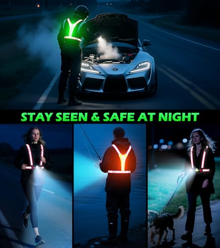 Running Lights for Runners,90°Adjustable LED Reflective Vest Running Gear,Rechargeable Chest Light Up Running Vest Night Walking Safety Gear for Night Walking/Cycling/Jogging - color: Pink