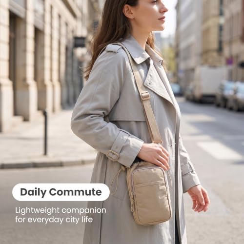 Bokelai Water Bottle Holder Bag with Strap Lightweight Crossbody Carrier Sling Bag for Hiking Camping Travelling Water Bottle Sleeve Gym Accessories - color: Light Beige