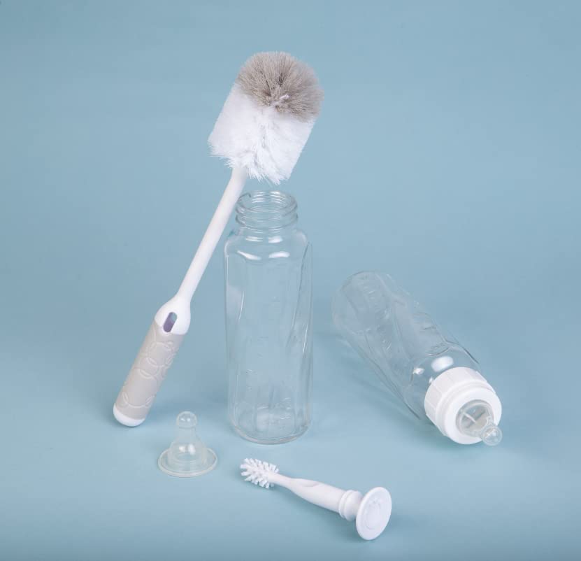 Ubbi Baby Bottle Brush Set, Bottle Brush and Nipple Brush, Baby Cleaning Essentials, Gray (Pack of 2) - color: 회색 병 브러시