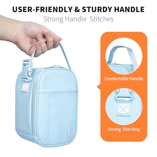 NOL Small Insulated Snack Bag Mini Freezable Cooler Pouch 3L fit 3 Cans | Wide-Mouth 6hours Cool & Warm Lightweight Leakproof Nylon Box for Work Travel Light blue - color: Light Blue