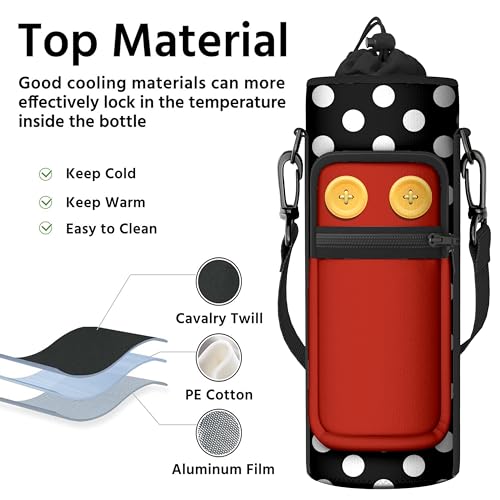 Water Bottle Holder with Strap, 18-32oz Water Bottle Carrier Sling Bag - color: Button