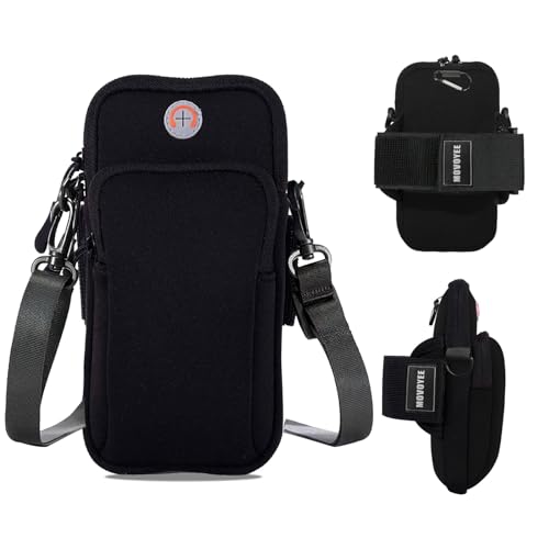 Phone Holder for Running Armband,Cell Phone Purse Small Crossbody Bags for Women Men Kids Pouch,iPhone 11 12 13 14 15 16e 16 17 Pro Max Xs X Xr Plus Mini Galaxy Ultra S26 S25+ Note Arm Bands - color: 6-Black with Crossbody Strap&Hook