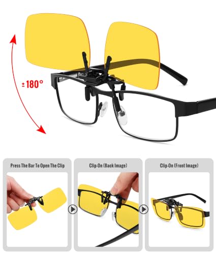 MEETSUN Polarized Clip On Sunglasses for Men Women, Fit Over Glasses - color: 1pack-night Vision