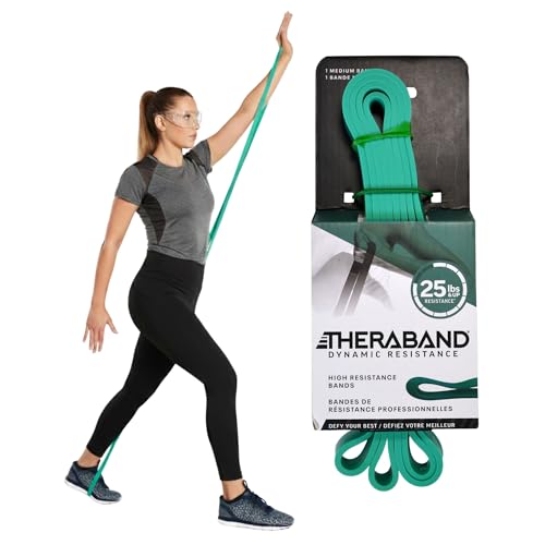 THERABAND High Resistance Band, 25 lbs, Medium, Green, Physical Therapy - size: Medium (25 lbs)