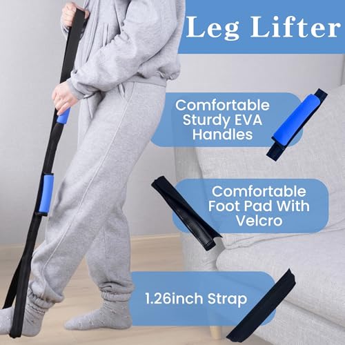 2PC Hip Replacement Kit After Surgery, Recovery Kit for Seniors with 42 Inch Leg Lifter Strap, Bed Ladder Assist(160"Bed Ladder Assist Leg Lifter)