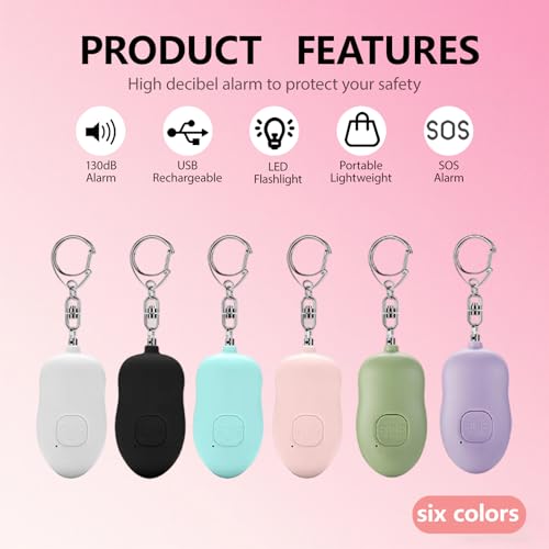 Personal Safety Alarm for Women,2Pack 130dB Self Defense Keychain - color: Black+Pink