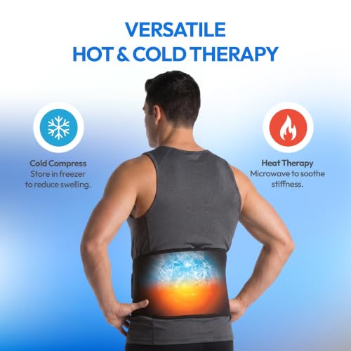 ActiveWrap Lower Back Ice Pack Wrap, Large/X-Large – Hot & Cold Therapy with Reusable UltraFlex Gel Pads – Heat Wrap & Wearable Ice Pack for Back Pain Relief, Sciatica, Tailbone & Lumbar Support - size: Large/X-Large