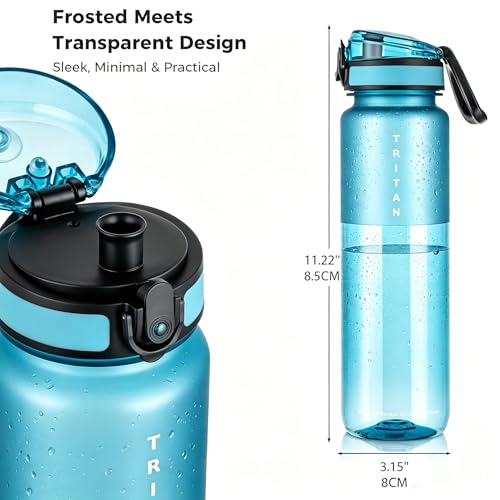 32oz Clear Tritan Water Bottle with Chug Lid - color: Dark Teal