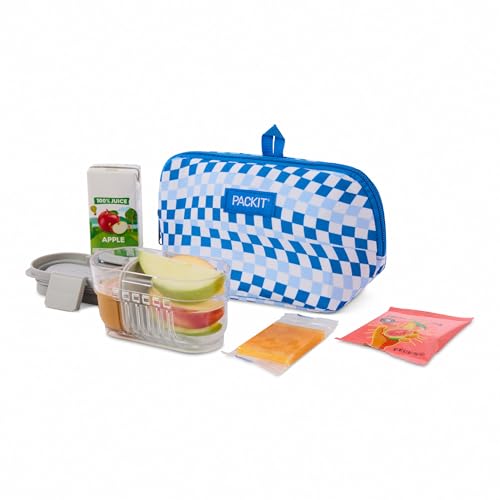 PackIt Freezable Snack Bag, Blue Skate Checker - color: Blue Skate Checker