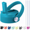 Straw Lid for Hydro Flask Wide Mouth Water Bottle 32 40 OZ.Lids with Straws Replacement Cap Fits 12,16,20 oz Hydro Coffee Flasks, Flip Top Flex Handle, BPA-Free Sports Accessories Cover (Laguna Blue) - color: Laguna Blue