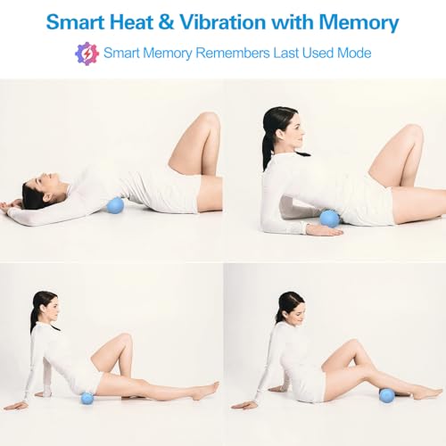 Vibrating Massage Ball with Heat, 7 Modes, Memory, 3.6 in, Blue - color: Blue