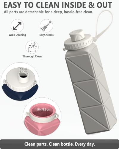 BEAUTAIL Collapsible Water Bottles 21oz/610mL, Silicone Travel Water Bottle - color: Starlight