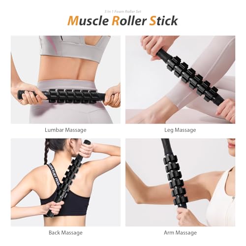 SUBCULTUREPICK 5 in1 Foam Roller Set, Trigger Point Foam Roller Deep Tissue - color: Black-red