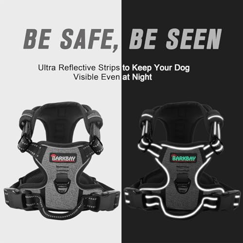 BARKBAY Dog Harness No Pull for Small Sized Dog Front Back Clips,Dog Vest - color: Dark Grey, size: X-Small(Chest:15.5-19.5”)