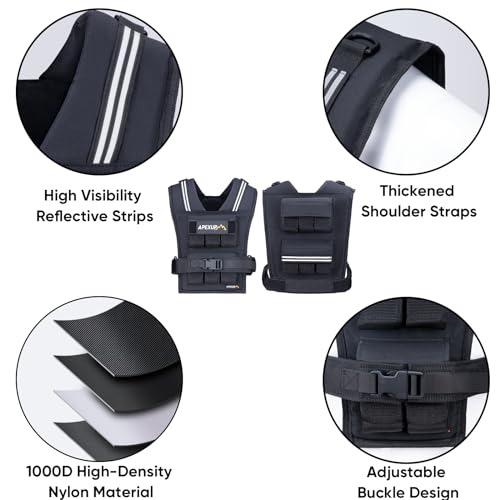 APEXUP Weighted Vest Men, Adjustable Weight Vest for Running - color: Black, size: With Weights-30lbs