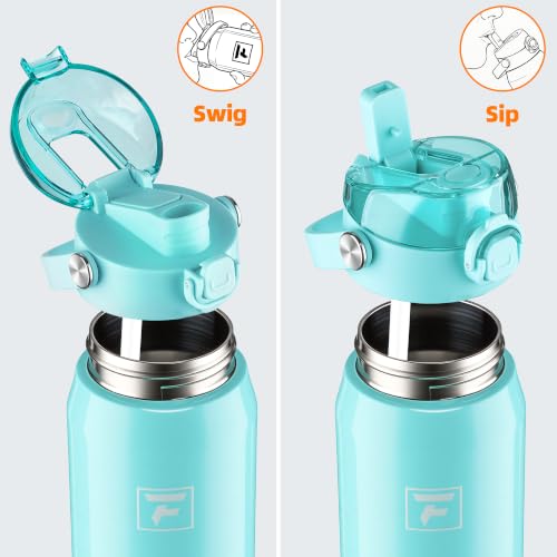 Fanhaw 24oz Stainless Steel Water Bottle with 2-in-1 Lid, Tif Blue - color: Tif Blue