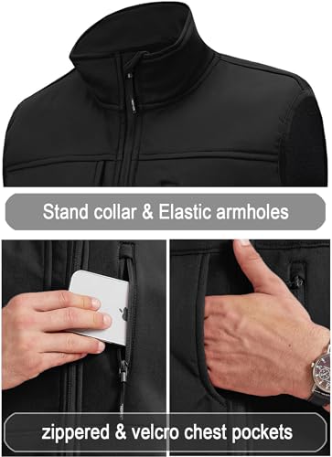XinYangNi Men's Lightweight Softshell Golf Running Vest Outerwear Zip Up Fleece Lined Windproof Sleeveless Jacket for Hiking - color: Light Khaki, size: XX-Large