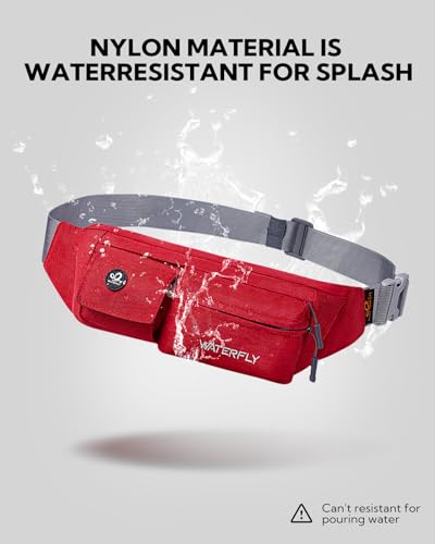 WATERFLY Small Fanny Pack for Women Men, Crossbody Travel Waist Bag Red - color: Red