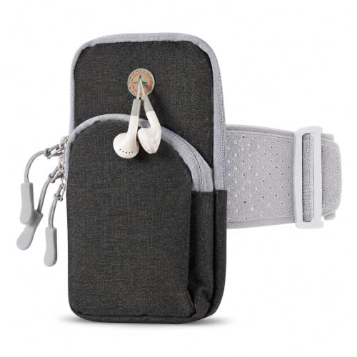 Fitness Armband with Headphone Opening, Gray