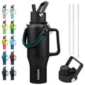 BJPKPK 35oz Insulated Water Bottle with Handle & Straw Lid, Stainless Steel - color: Black, style: 35oz-Side Handle