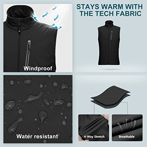 33,000ft Men's Windproof Lightweight Golf Vest Outerwear Sleeveless Jacket - color: Black, size: Small
