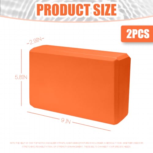 Septo 2 Pcs Yoga Blocks, 9x6x3 Inch Foam Blocks for Pilates - color: Orange