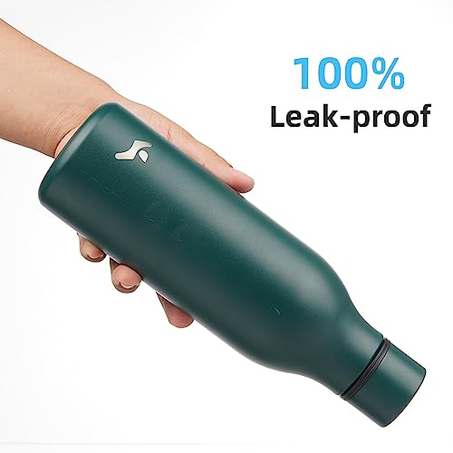Konokyo 18 oz Insulated Stainless Steel Metal Water Bottle with Strap - color: Army Green, size: 18 Ounces