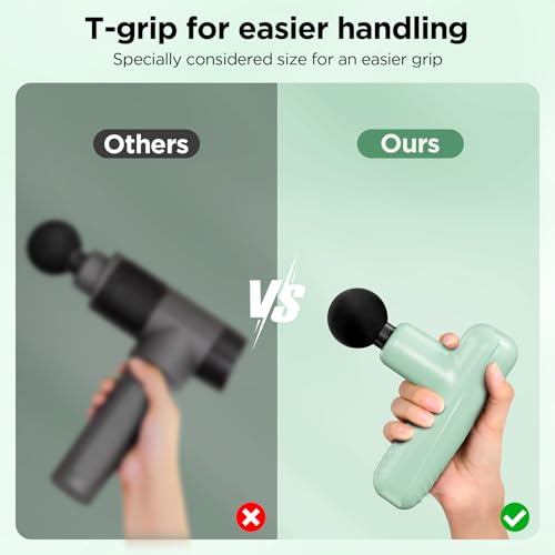 Mini Massage Gun, Powerful Handheld Muscle Massager for Muscle Relaxation, Deep Tissue Percussion Small Massage Gun Travel Massager with 4 Massage Heads Silent Brushless Motor, Green - color: Green