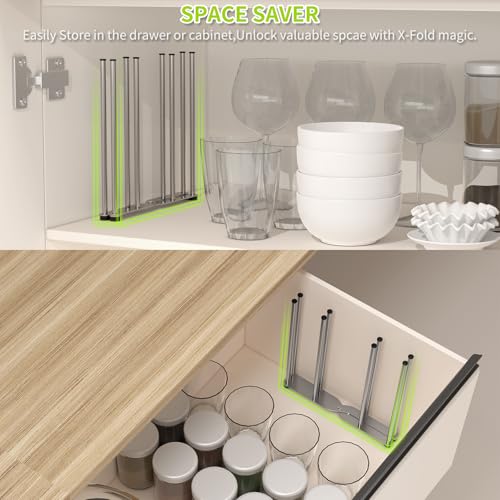 Reusable Bag & Bottle Drying Rack, Collapsible Countertop Organizer - size: Large