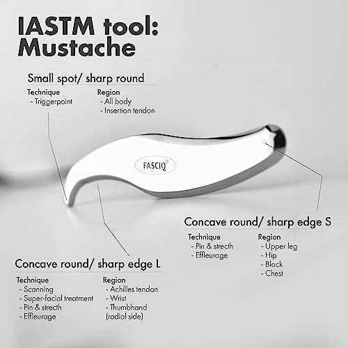 FASCIQ IASTM Tool Mustache, Soft Tissue Release and Mobilization, Stainless Steel - style: Mustache