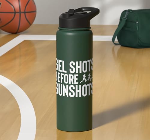 Gel Shots Before Gunshots Half Marathon 13.1 Runner Stainless Steel Insulated Water Bottle - color: Dark Green