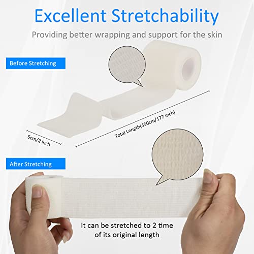 24Pcs Self Adherent Cohesive Bandages Wrap Self Adhesive 2 in White - color: White, size: 24Pcs