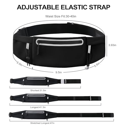 Running Belt Fanny Pack: 3 Pocket Waist Bag for Men Women Workout Exercise Fitness Phone Holder Fits All Phones with Bib Clip, Black - color: Black