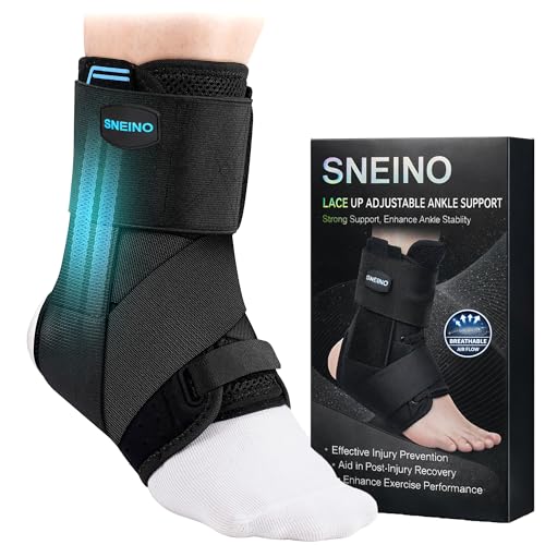 Ankle Brace Support Lace Up for Women & Men, 4 Stays for Sprains - color: Black – Upgrade Ankle (X-Large)
