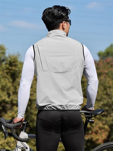 WOSAWE Reflective Cycling Vest with Chest Pocket Water-Repellent Lightweight Windproof Gilet for Running, Hiking, Biking - color: Silver, size: X-Large