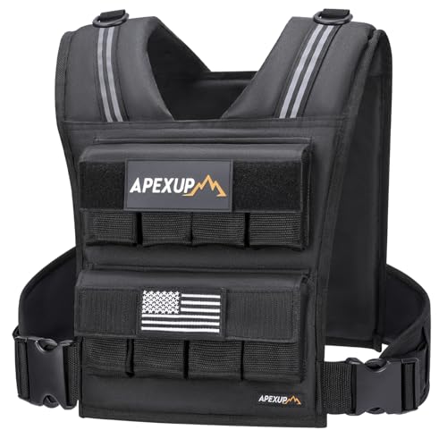 APEXUP Weighted Vest Men, Adjustable Weight Vest for Running - color: Black, size: Vest Only-40lbs