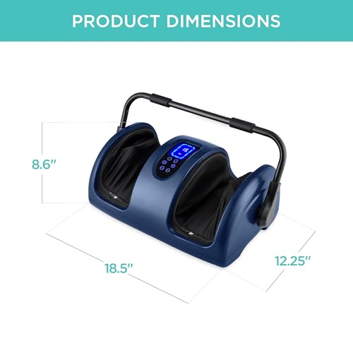 Best Choice Products Shiatsu Foot Massager with Heat for Plantar Fasciitis & Neuropathy, Kneading Foot & Calf Massager with Remote, 360° Adjustable Handle, Rolling & Compression Massage - Navy - color: Navy