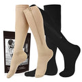 cerpite Zipper Compression Socks, 2 Pairs 15-20 mmHg Closed Toe Compression Stockings for Men Women - color: Black/Beige, size: Large-X-Large