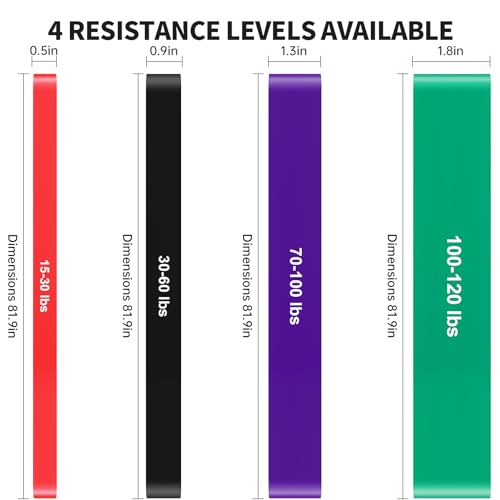 Pull Up Assistance Bands Set, Long Resistance Bands for Working Out - color: 15 LBS - 120 LBS