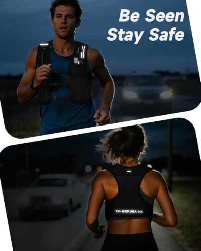 MOKURA Running Vest for Women Men with 500ML Soft Flask & Phone Holder - color: Black, size: Medium