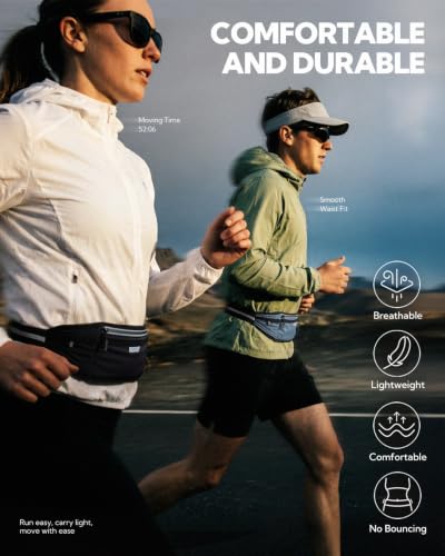 WATERFLY Running Belt Slim Breathable Back Pad 4-Pocket Runners Pouch - color: Black, size: Medium
