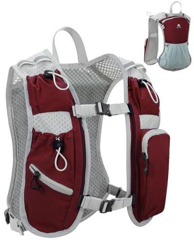 Running Vest for Women and Men, Hydration Running Backpack, Runners Vest, Hydration Vest, with Front Phone Holder, Adjustable Chest and Waist Strap - color: Wine Red, size: Only Backpack