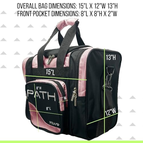 Pyramid Path Pro Deluxe Single Bowling Ball Tote - Holds One Ball, One Pair Shoes Up to Mens 15 - color: Light Pink